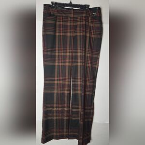 NWT New York & Co 7th Avenue Size 14 Womens Brown Black Orange Plaid Dress Pants